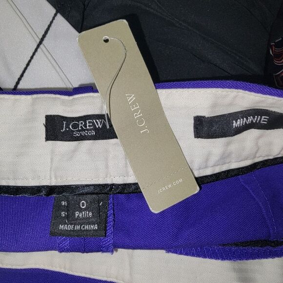 J Crew Nwt 'Minnie' Stretch Cotton Cropped Pants, Trousers Purple 0 Petite 0P - Picture 4 of 5